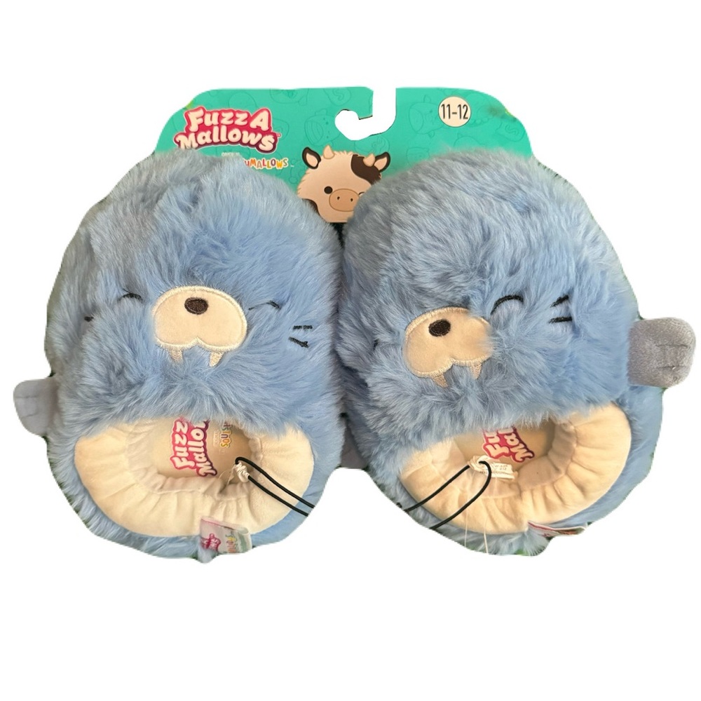 Squishmallows Fuzzamellows Harvey the Walrus Toddler Slippers Size 11-12 NWT